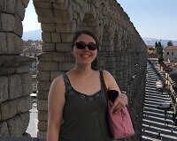 student standing near ruins